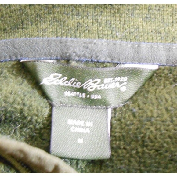 Eddie Bauer 1/4 Zip Pullover Fleece Men's Medium Green Long Sleeve Pocket - Picture 6 of 6